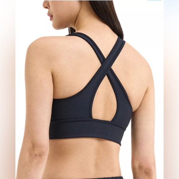 UNDER ARMOUR Black Women's Crossback Longline Medium-Impact Sports Bra  … - Picture 2 of 9